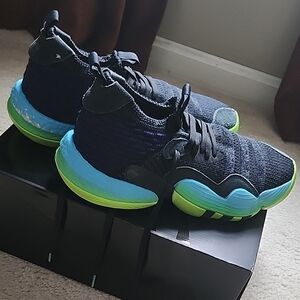 Adidas Trae Young Black and Neon Blue Sneakers
